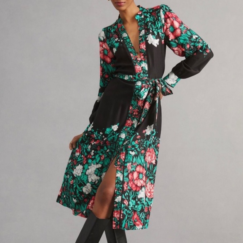 Anthropologie midi dress floral sz small blogger favorite.